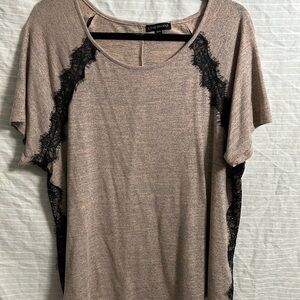 💝 Lane Bryant T Shirt Top Womens Blue Black Knit Round Neck Pullover Size 18/20